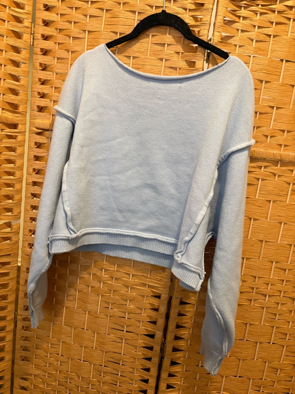 Altar'd State Parker Boatneck Sweater Light Blue Cropped Knit Sweater XS - Picture 6 of 6